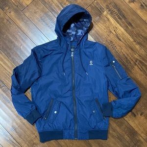 NWT Buffalo David Bitton SAMPLE Blue Full Zip Jacket with Hood #B8